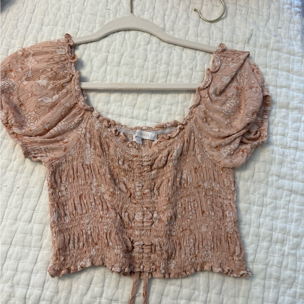 Oliviaceous Ruched Puff Sleeve Top - Pink